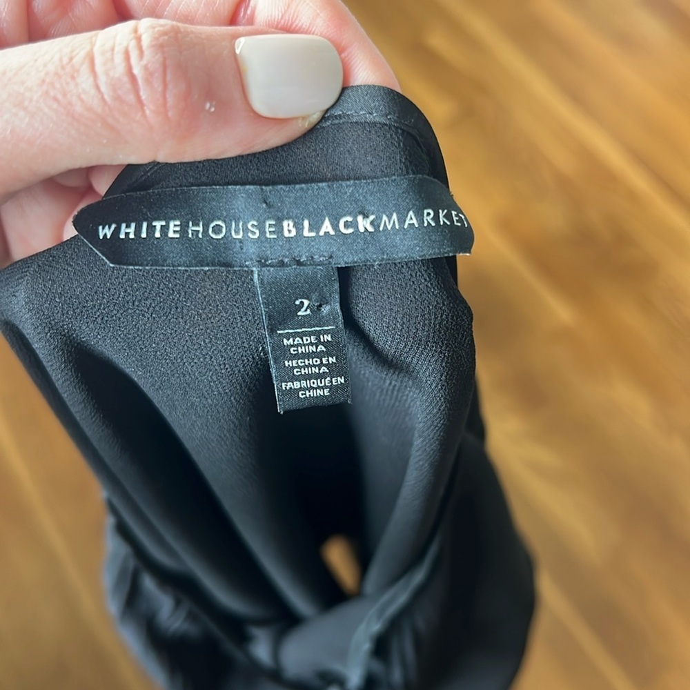 White House Black Market Black Tie Front Pleated Blouse - Picture 5 of 5